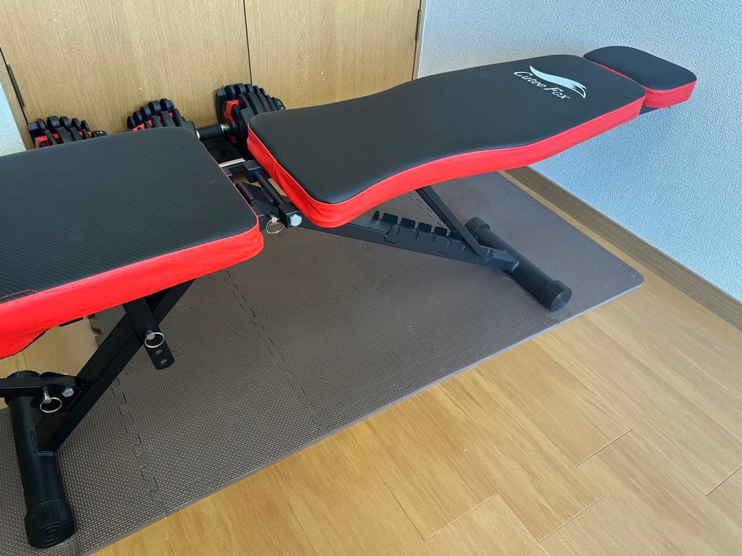 Cutee Fox トレーニングベンチ ブラック/レッド　ダンベルセット