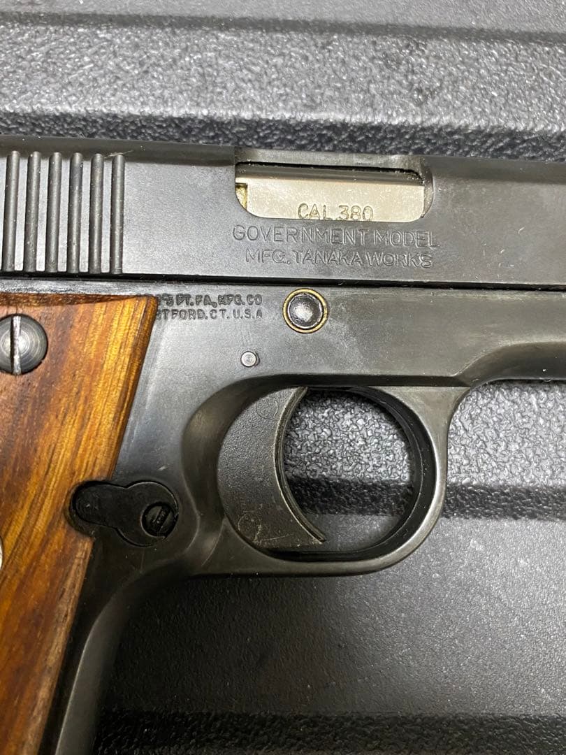 タナカ　コルト380オート　ウッドグリップ　ブラック　ガスブロ　絶版