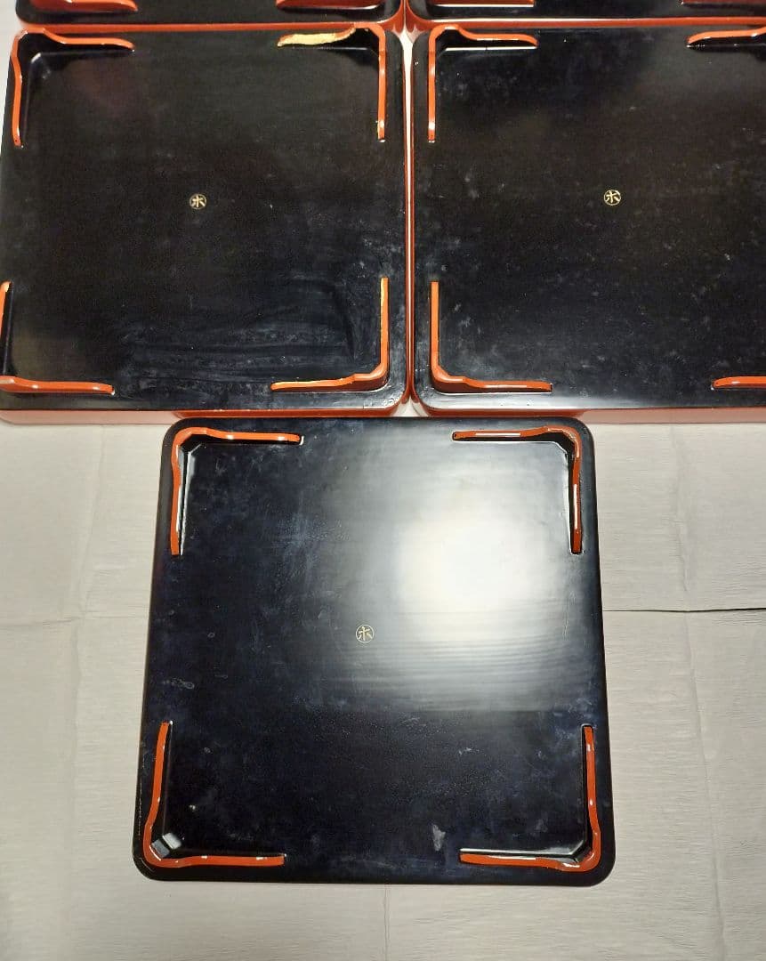 【5客脚付蒔絵膳 】漆器　会席膳 Lサイズ　御膳　朱塗　正月　祭事　アンティーク