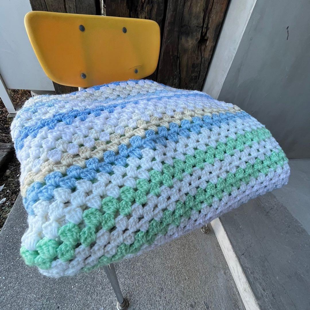 【USA vintage】グラニーブランケット　スクエア　パステルカラー