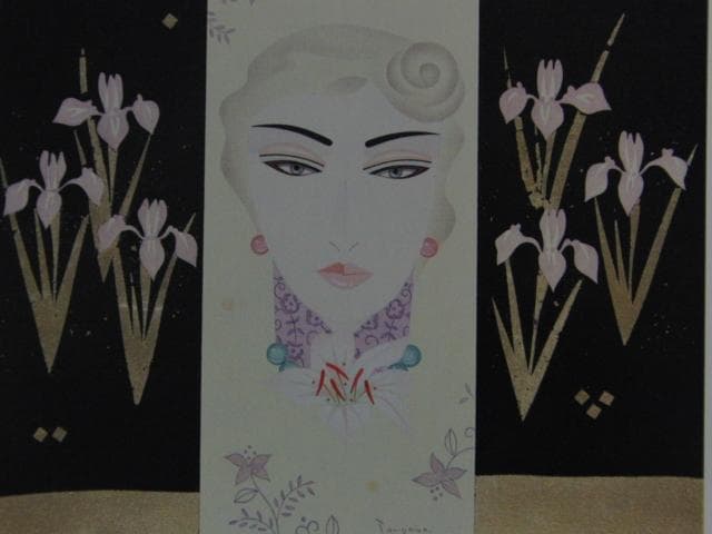 谷川泰宏、【華】、希少な額装用画集より、状態良好、新品額装付、日本人画家