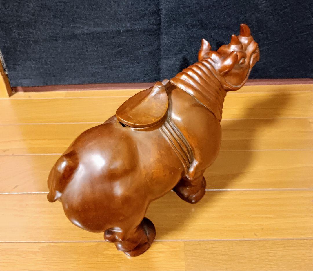 斑銅　サイ　大犀牛　工芸品　アンティーク　中国