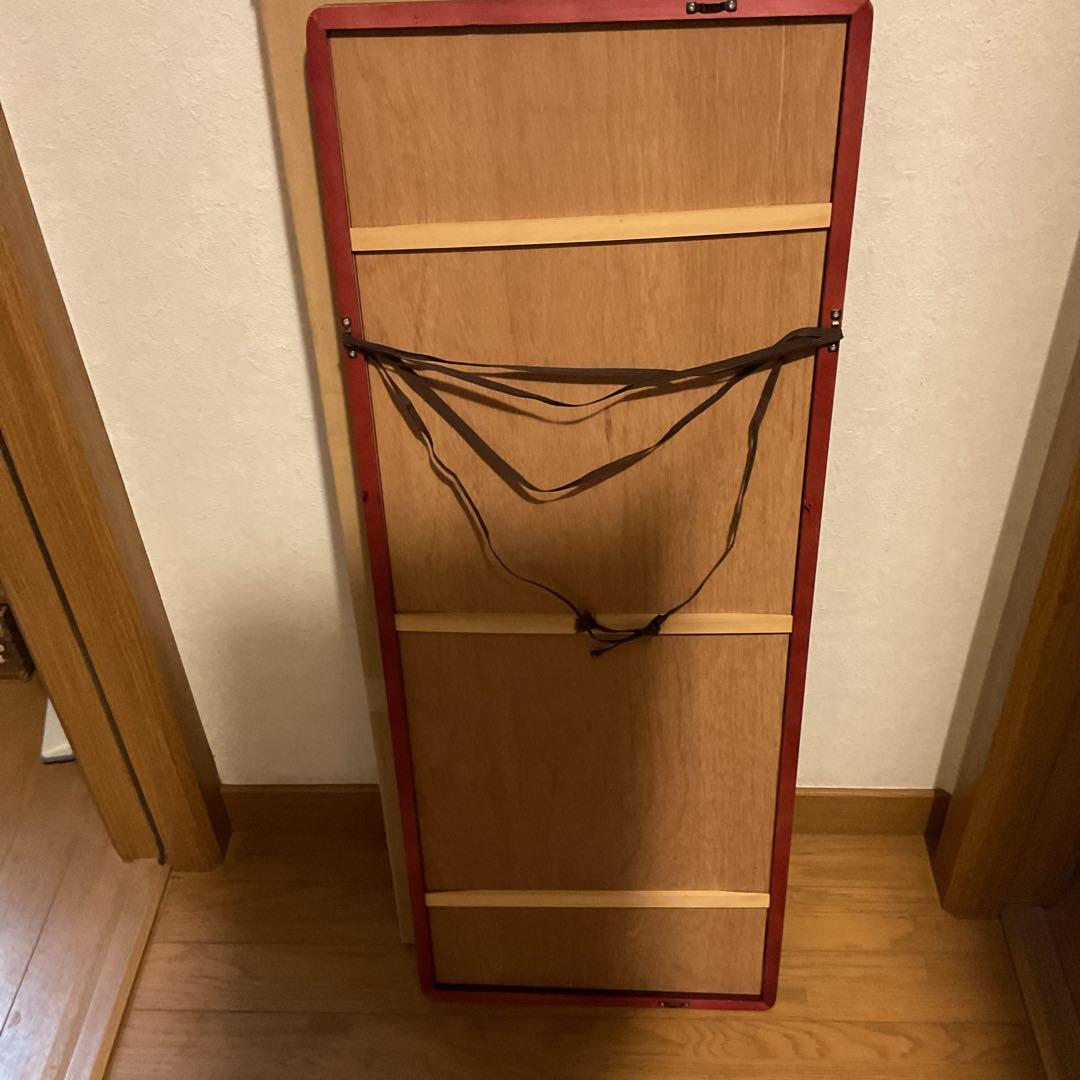 絹本彩色画 【 寒 牡 丹 ノ 図 】 木枠扁額仕立て 無落款