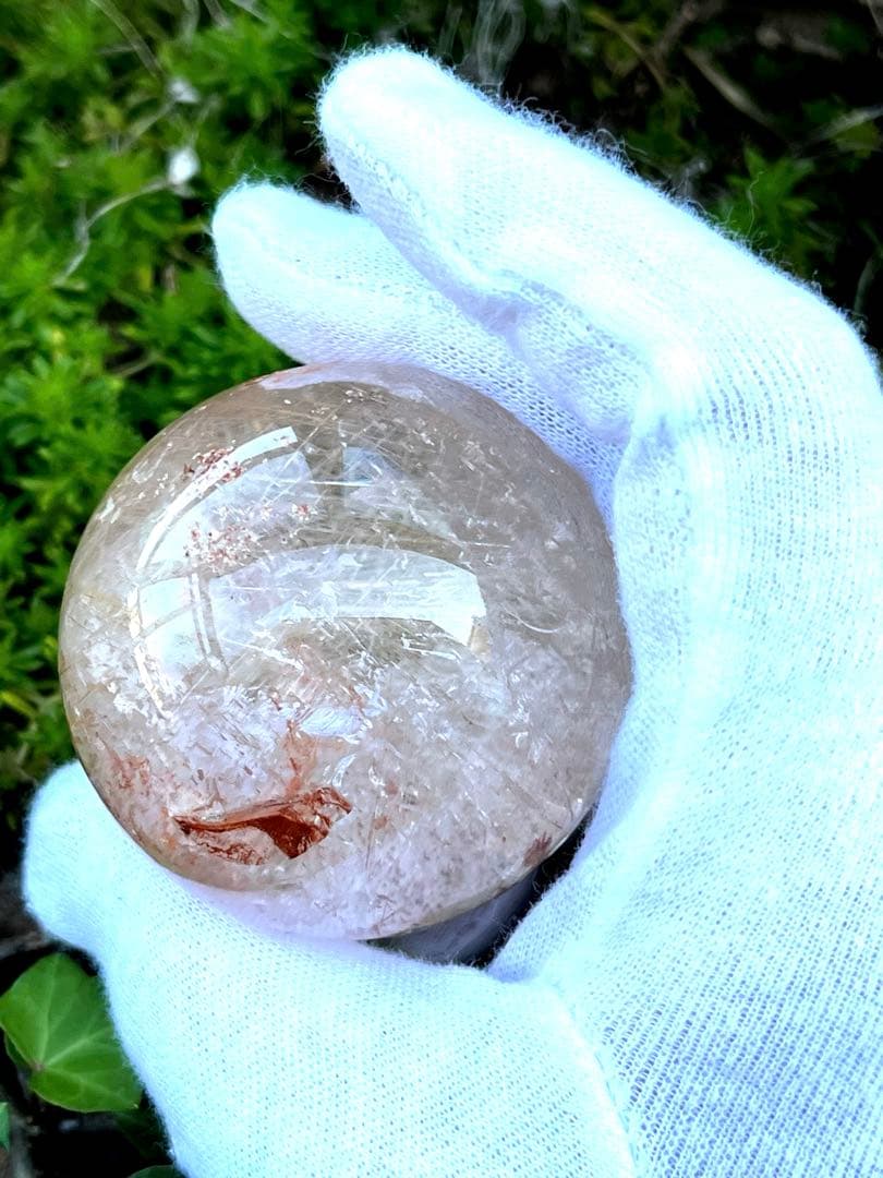 財運最強の天然石　　満ち満ち ミックスルチルクォーツ　スフィア 51㎜
