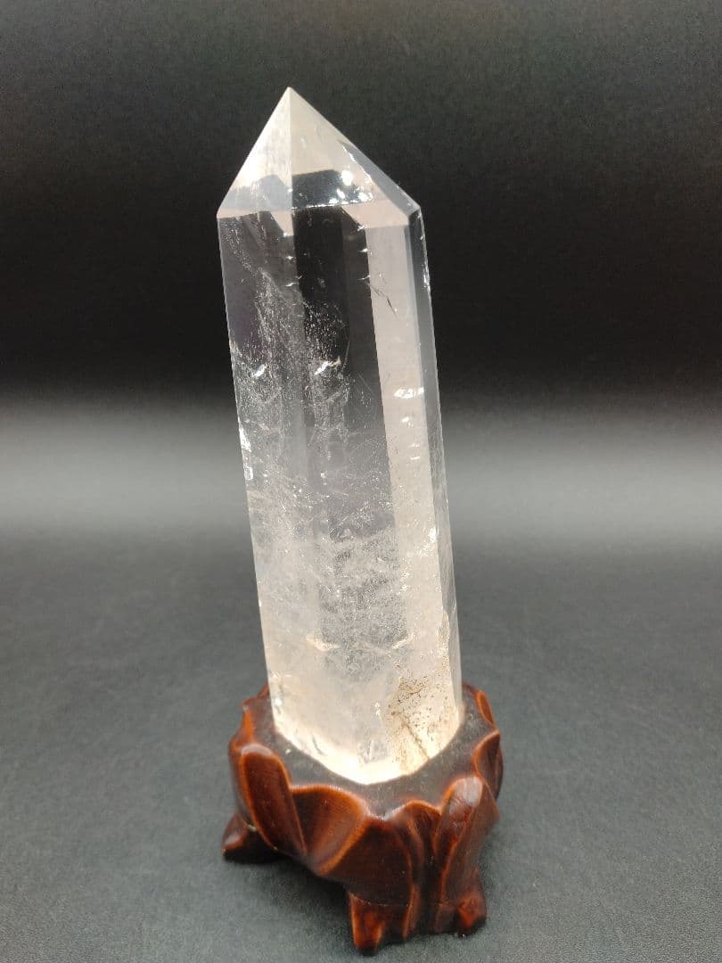 水晶 ポイント 約270g 置物 パワーストーン 台座付 【2-w】