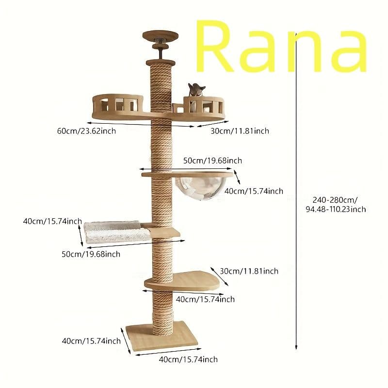 ンギングベッド＆展望デッキ- 木製室内クライミング家具猫用 - 頑丈なパイン材