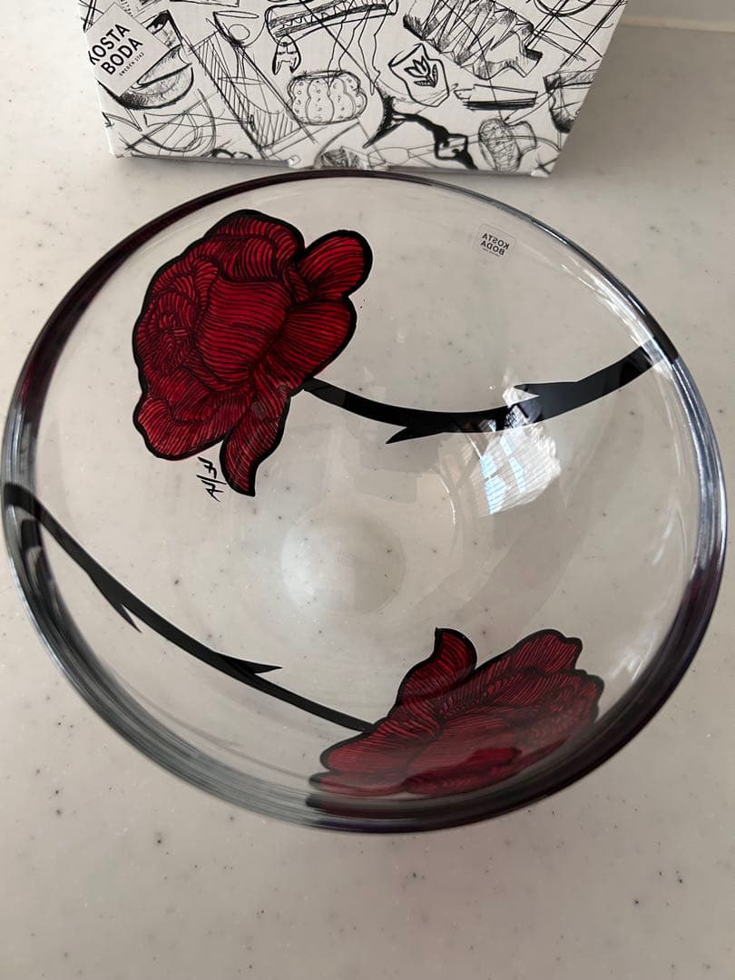 kosta boda コスタボダ　TATTOO BOWL 薔薇　未使用