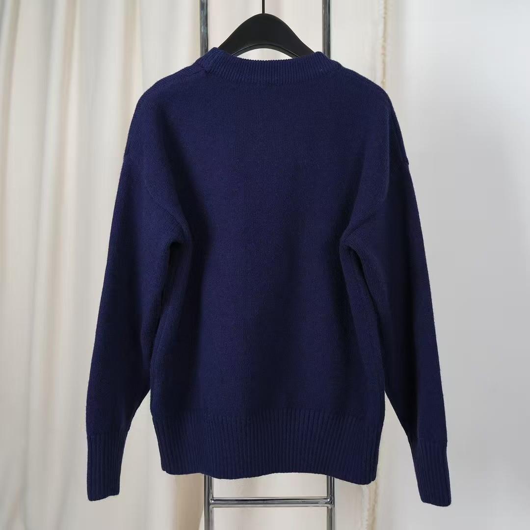 ami ネイビー セーター ハート刺繍 L