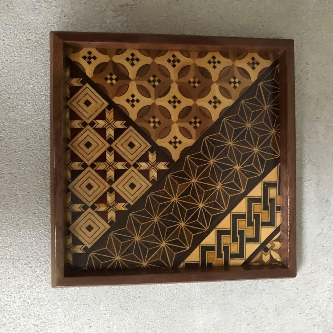 セール　箱根寄木細工　工芸品　取り皿10枚　取り箸付き(箱根駅伝トロフィー)