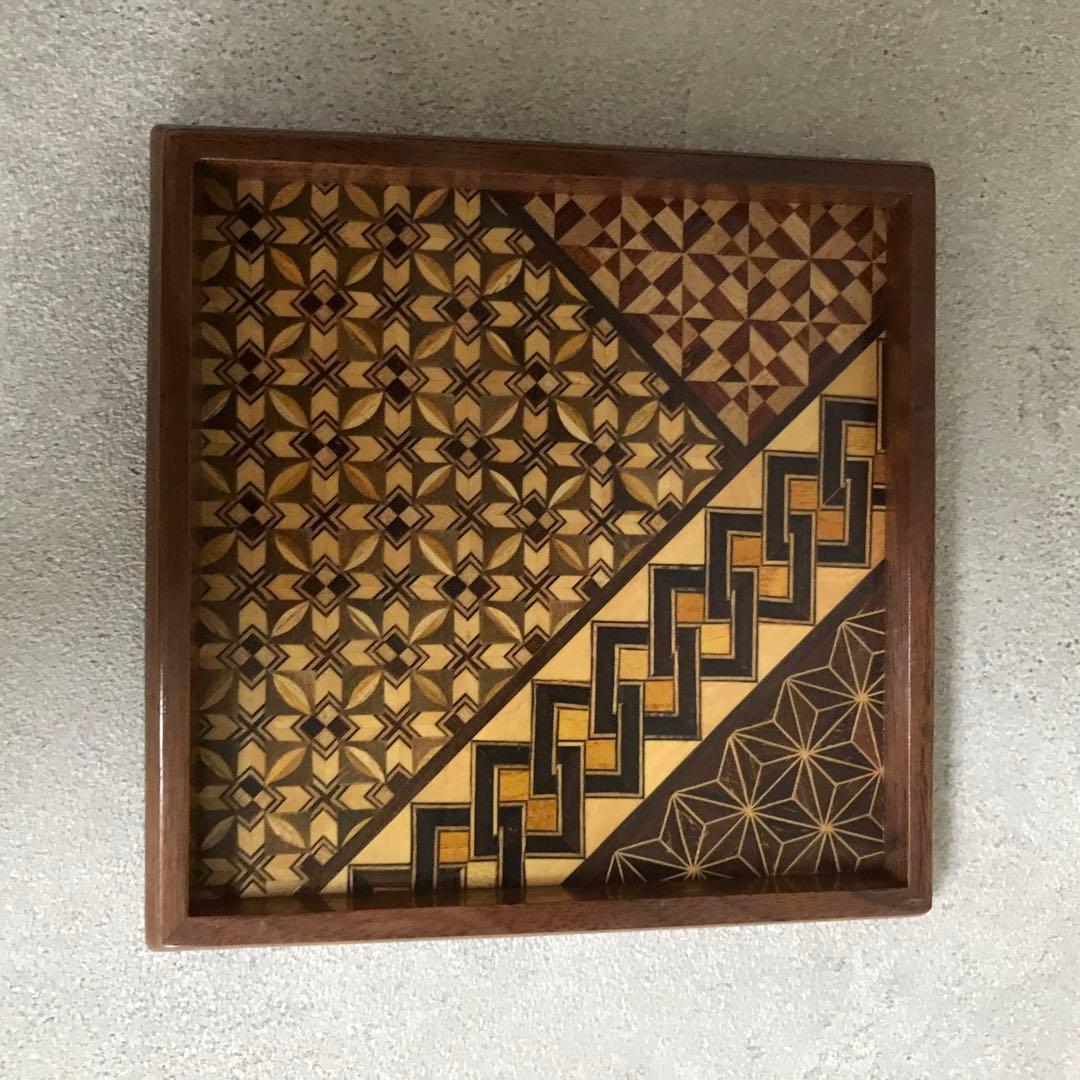 セール　箱根寄木細工　工芸品　取り皿10枚　取り箸付き(箱根駅伝トロフィー)