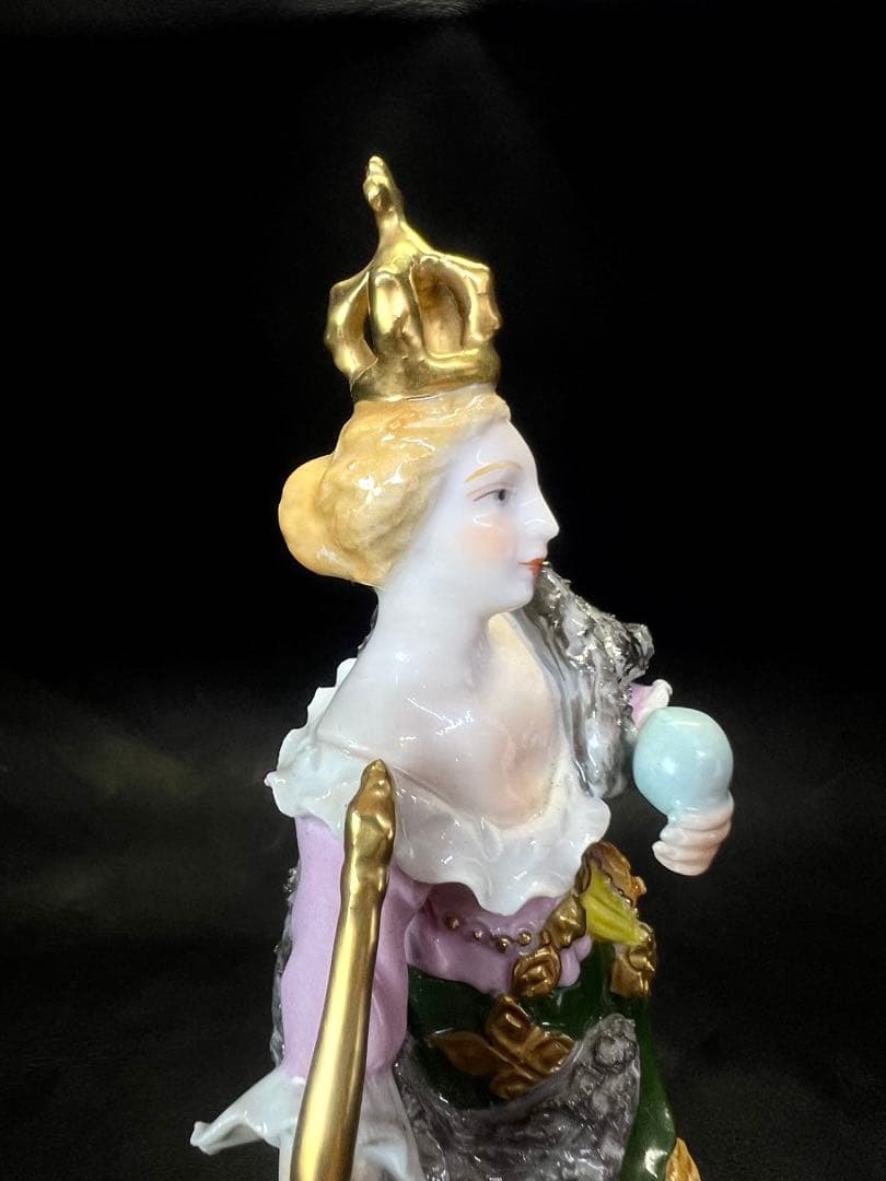 陶器製女性像 置物 ハープ付き