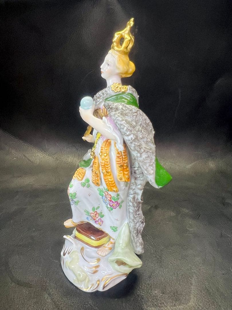 陶器製女性像 置物 ハープ付き