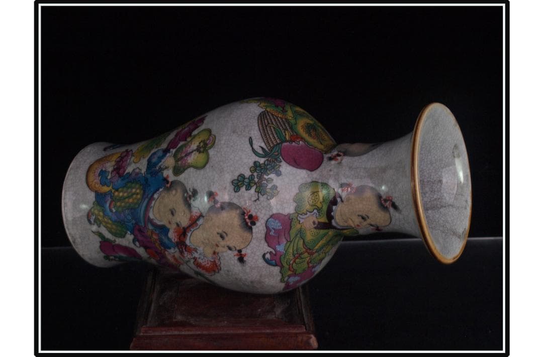 中国 清時代　在銘手描き花瓶 美術品　激安骨董品古美術 DE978B14-2