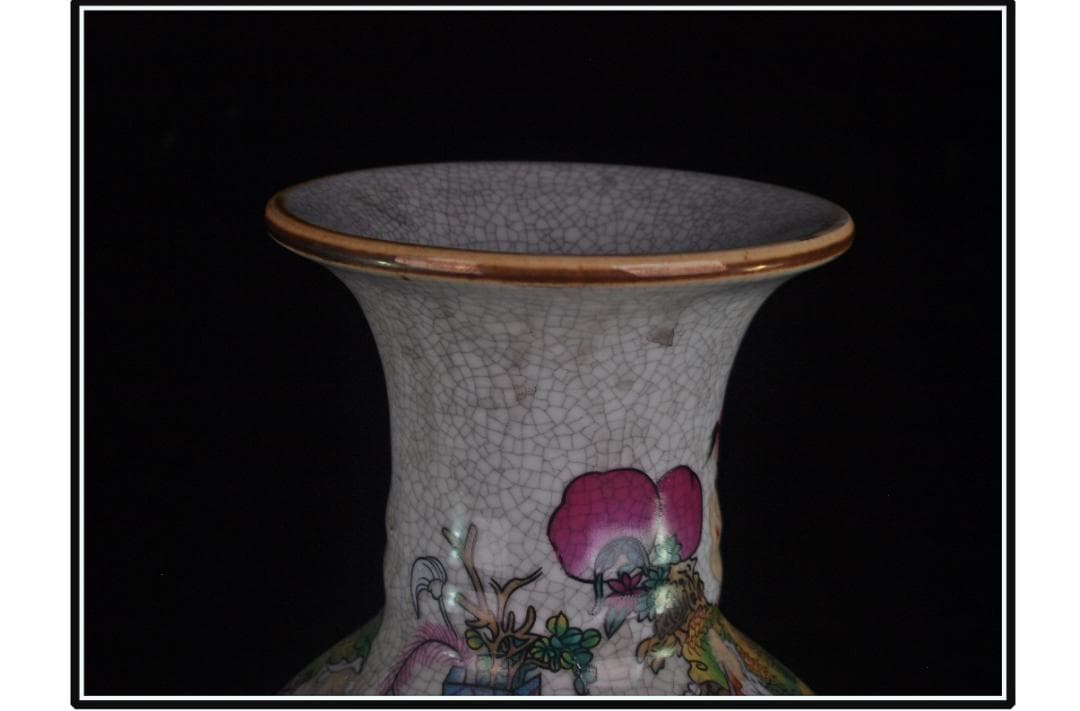 中国 清時代　在銘手描き花瓶 美術品　激安骨董品古美術 DE978B14-2