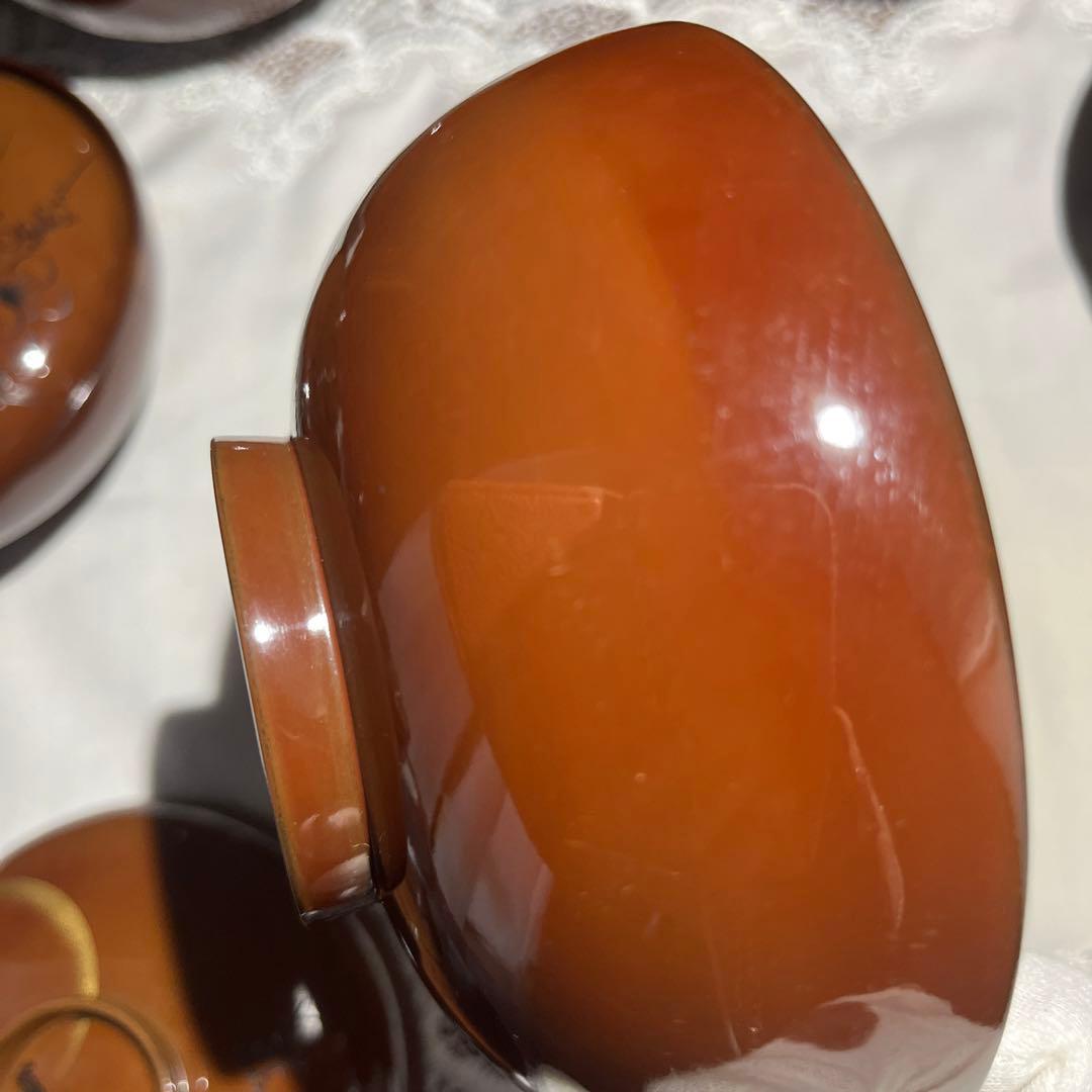 茶道 煎茶 年代物 漆器 沈金 梅に鶯 吸物椀 10客揃