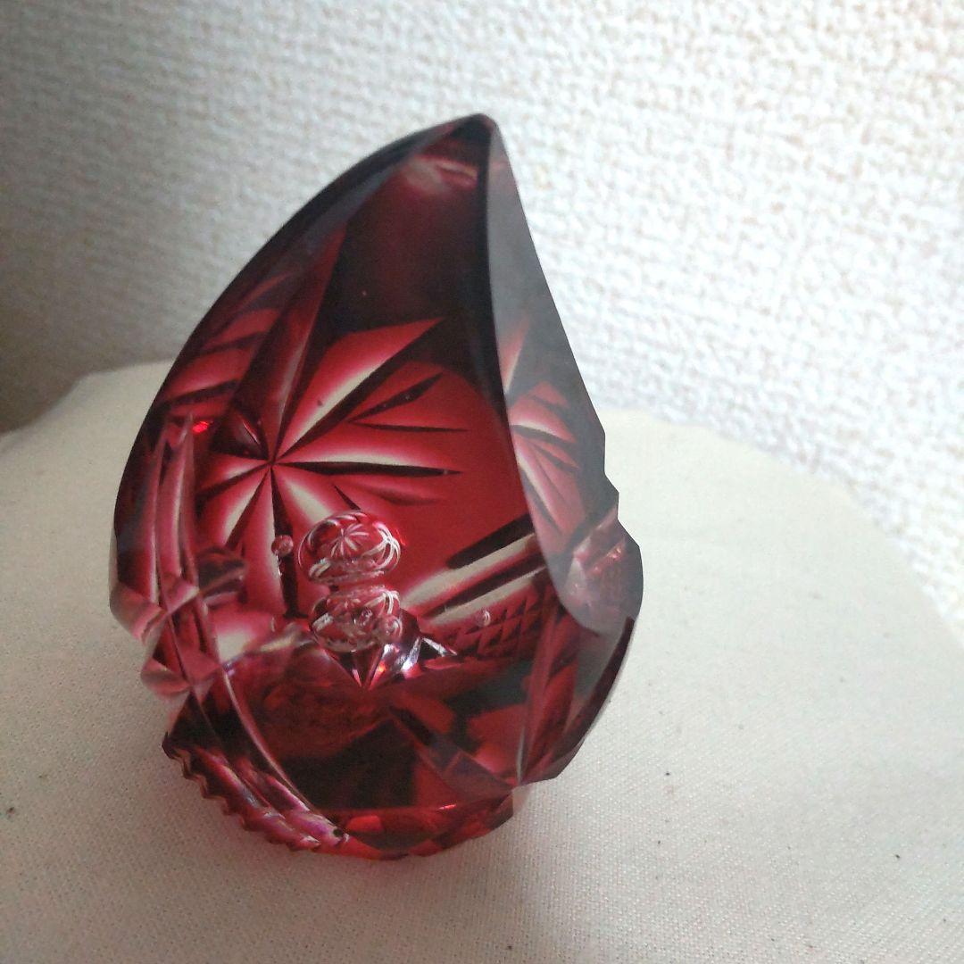 【値下げ済み】【美品】薩摩切子 ペーパーウェイト 薩摩の雫 赤