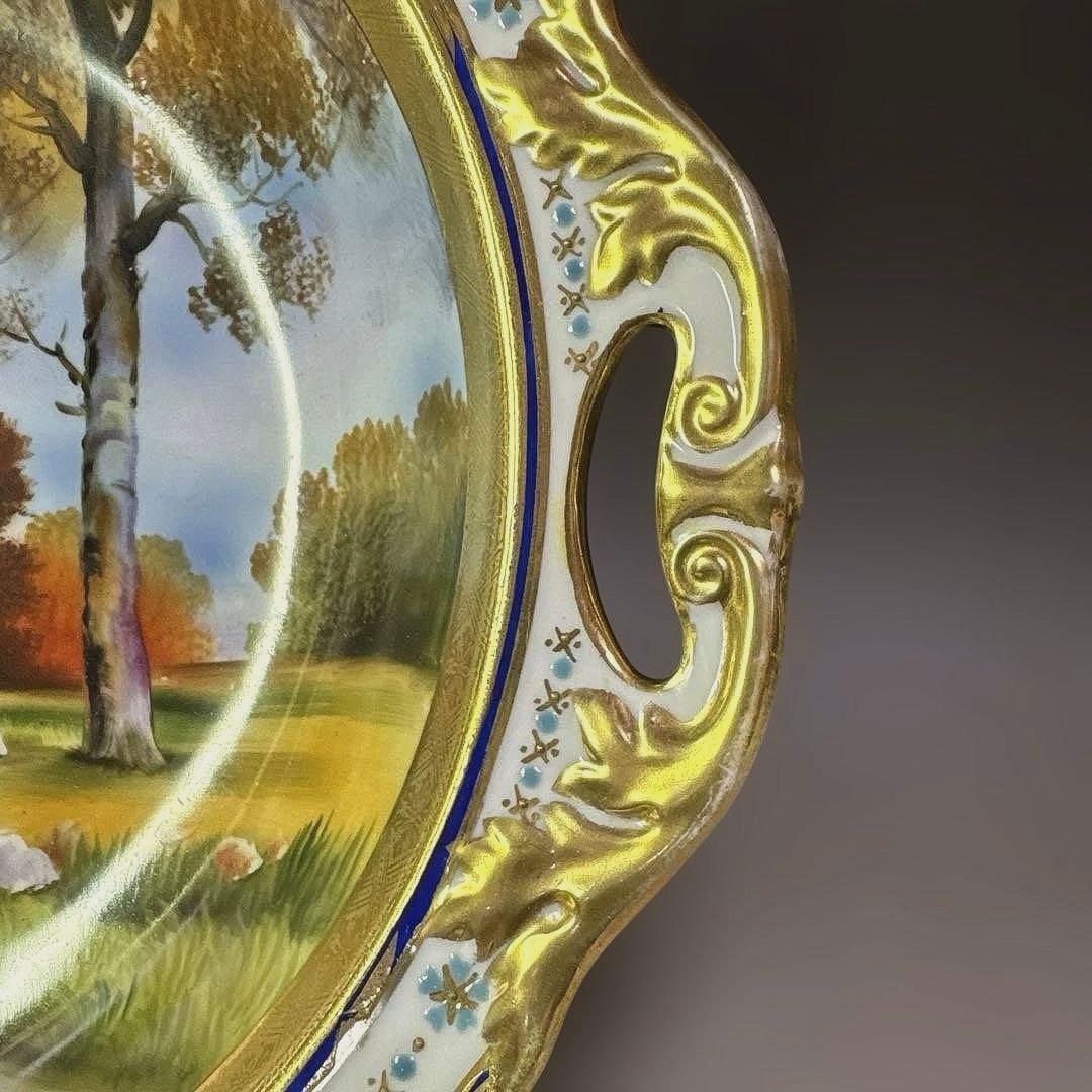 ぼ*ち様 オールドノリタケ 風景画　金彩　ハンドペイント　飾りボウル