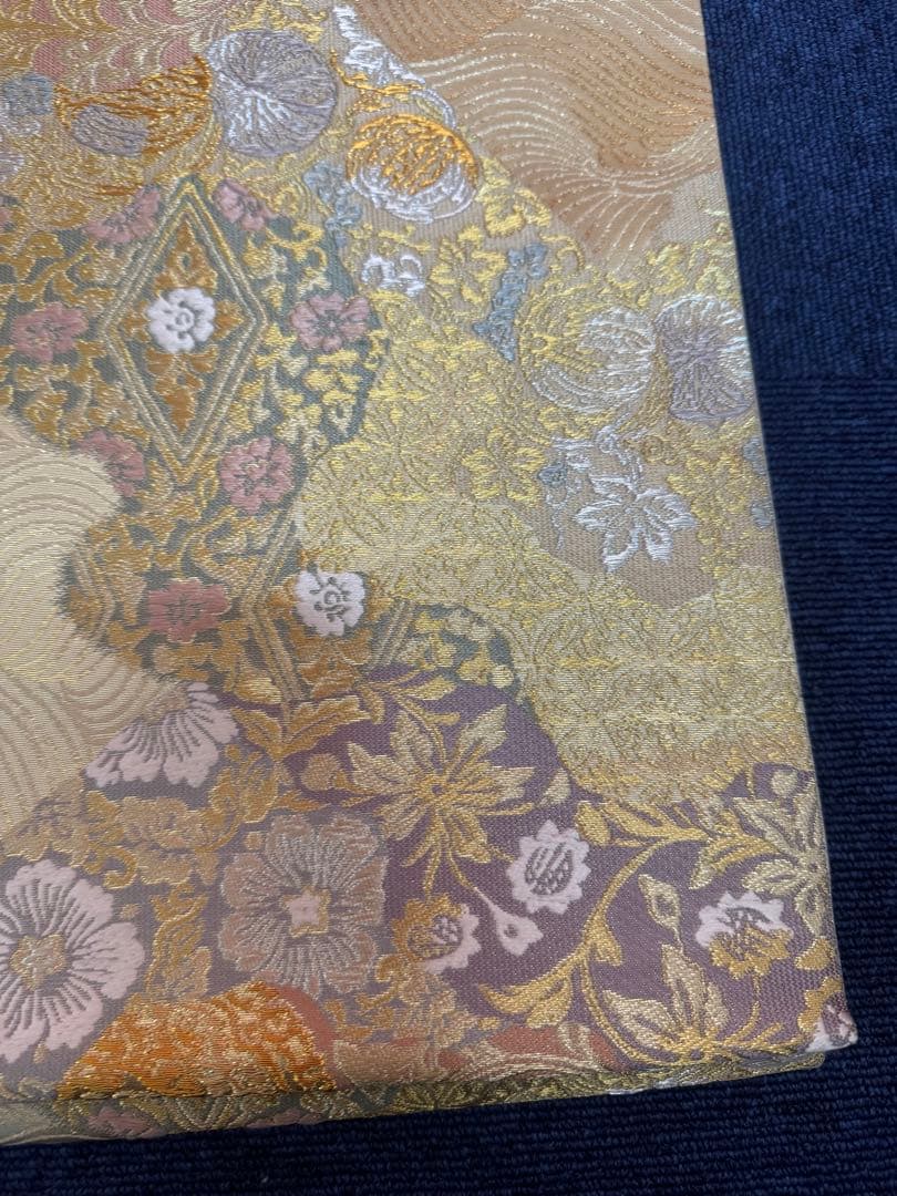 1919 袋帯 古代彫金紋  西陣織   金糸　高級上質上品　約440cm未使用