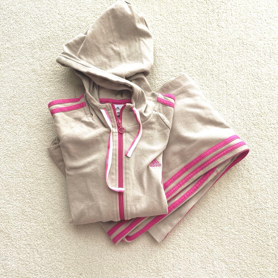 ユーロアディタスadidas ジャージ上下　ベージュ・ピンク