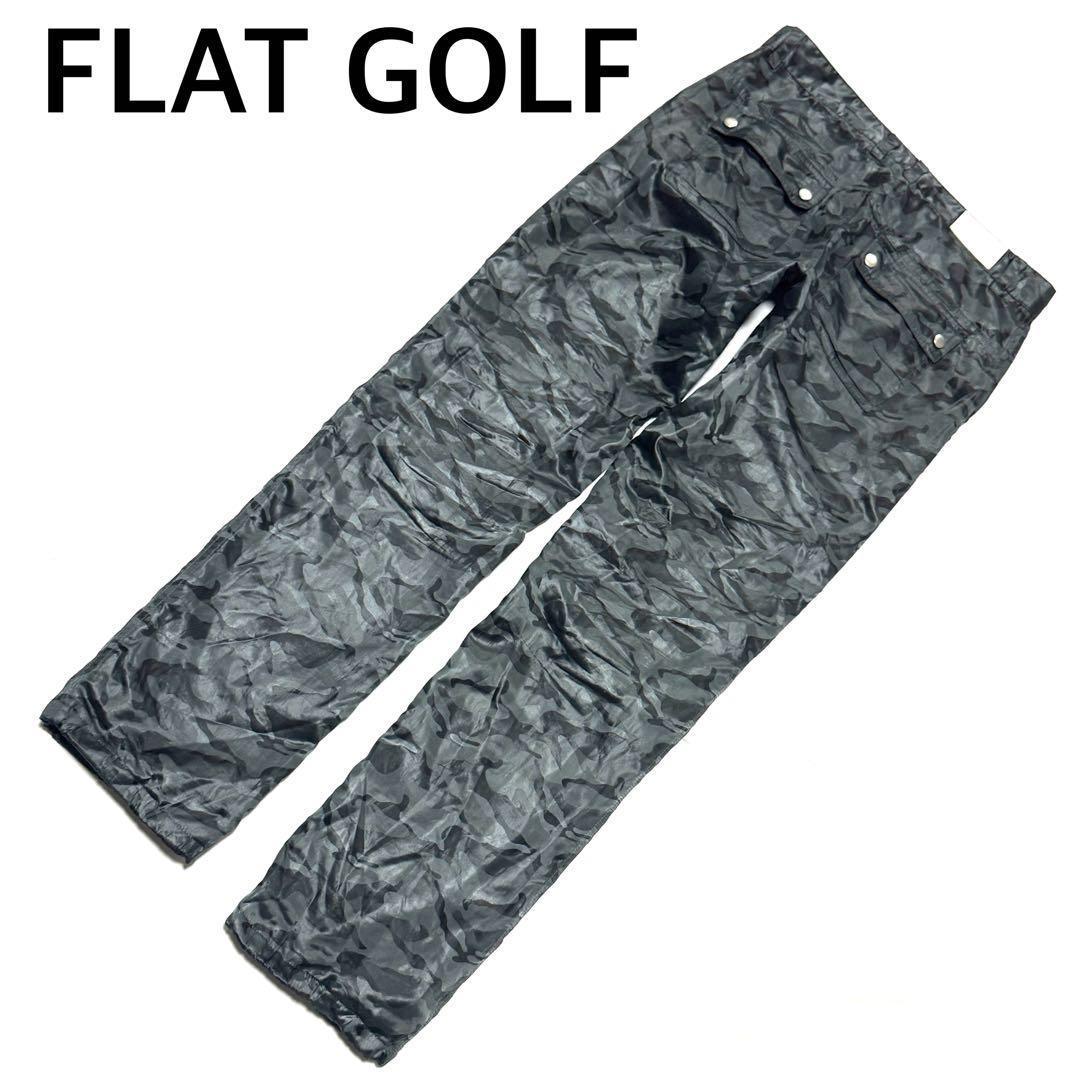 良好 フラットゴルフ 中綿ストレートパンツ 黒迷彩 防寒限定ゴルフ用 保温 軽量