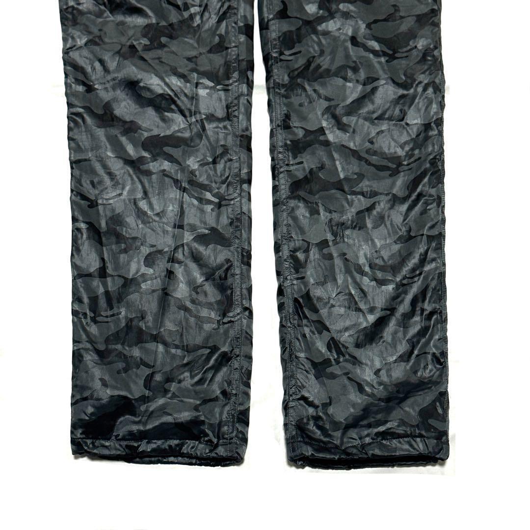 良好 フラットゴルフ 中綿ストレートパンツ 黒迷彩 防寒限定ゴルフ用 保温 軽量