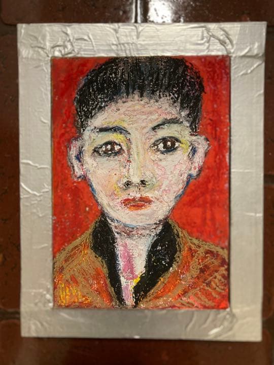 空飛ぶ画家、糸川裕志の次男、糸川芳男の肖像画、油絵、SM額入り、