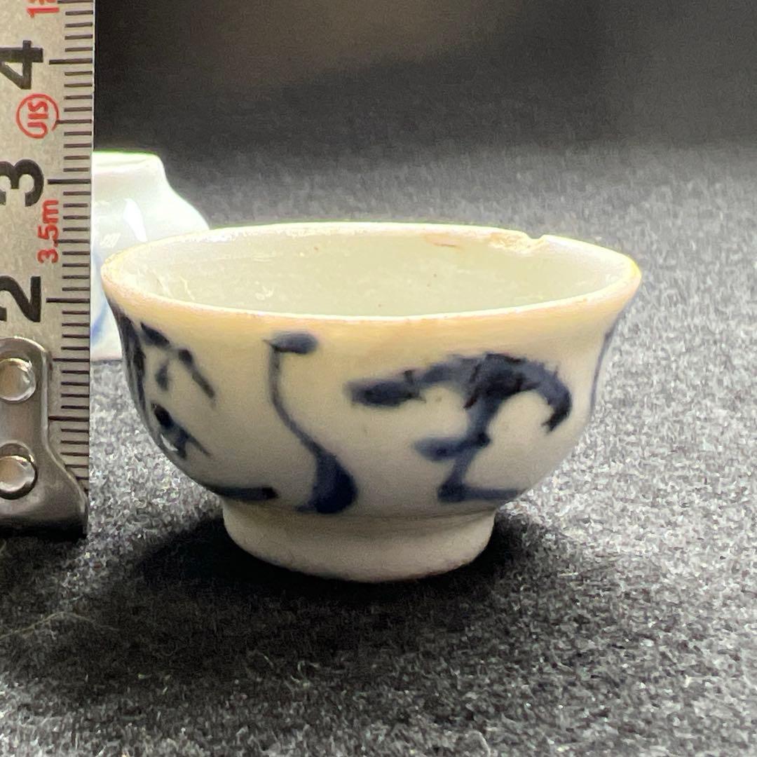 中国明時代　古染付煎茶碗5客　口径約4.3㎝　東Y7-1212☆2Fタサチ