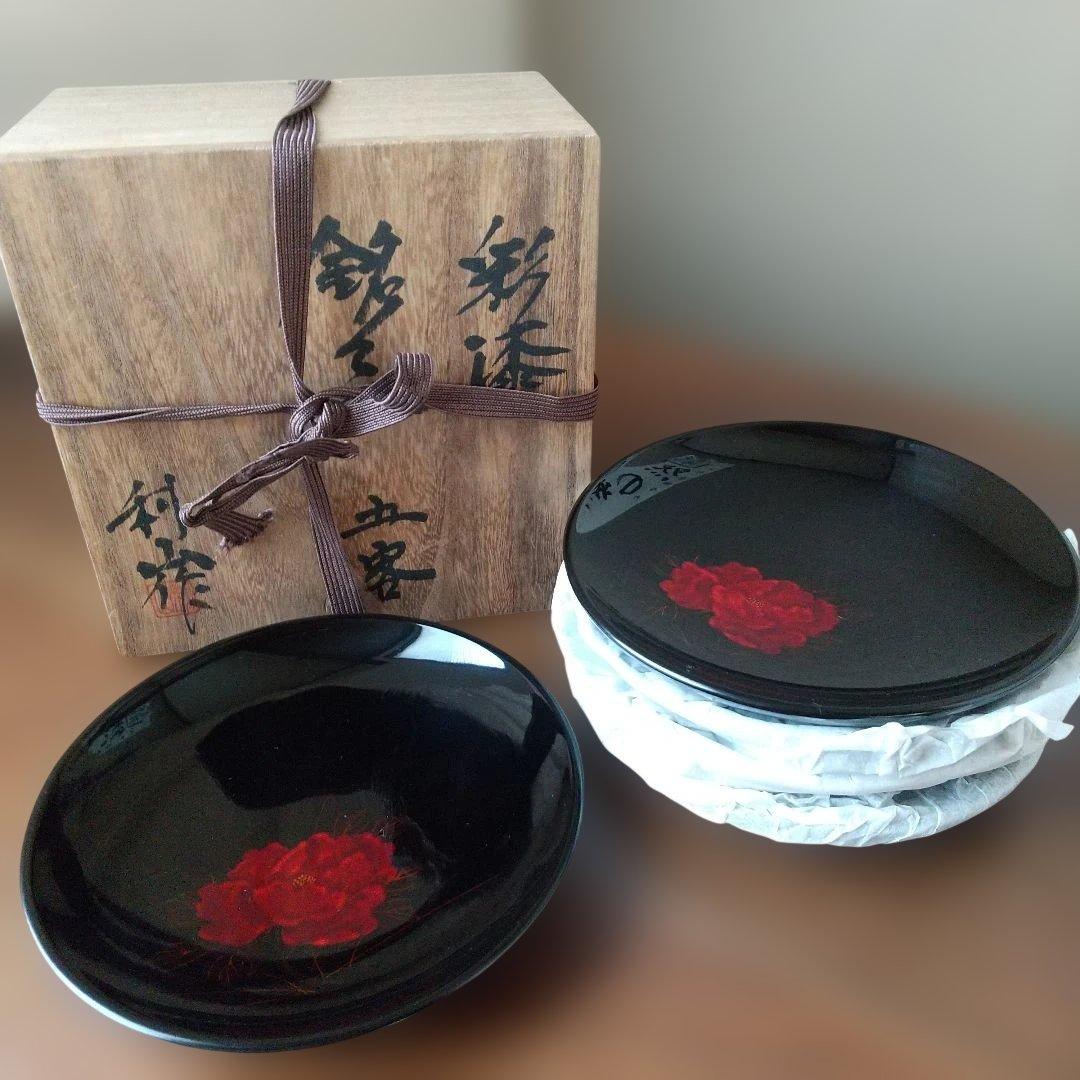 漆器 銘々皿 五客 桐箱入り