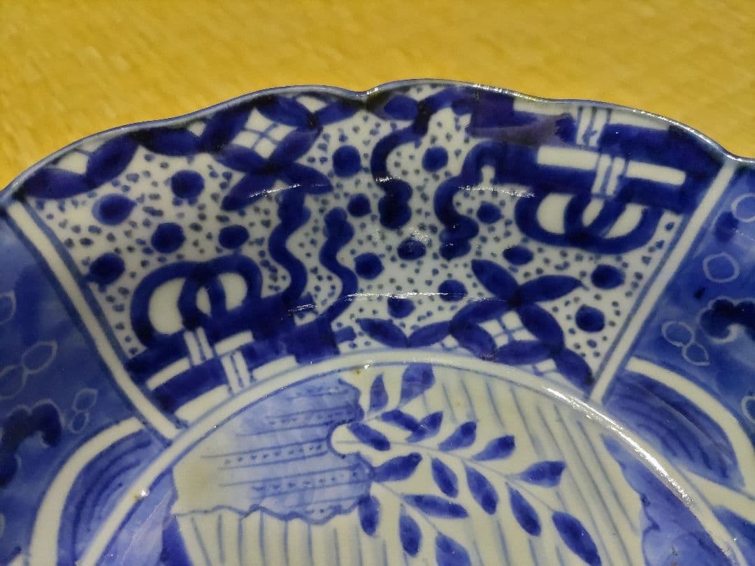 ２客セット　古伊万里　染付　波乗り　兎・ウサギ　鉢・皿（径17㎝）