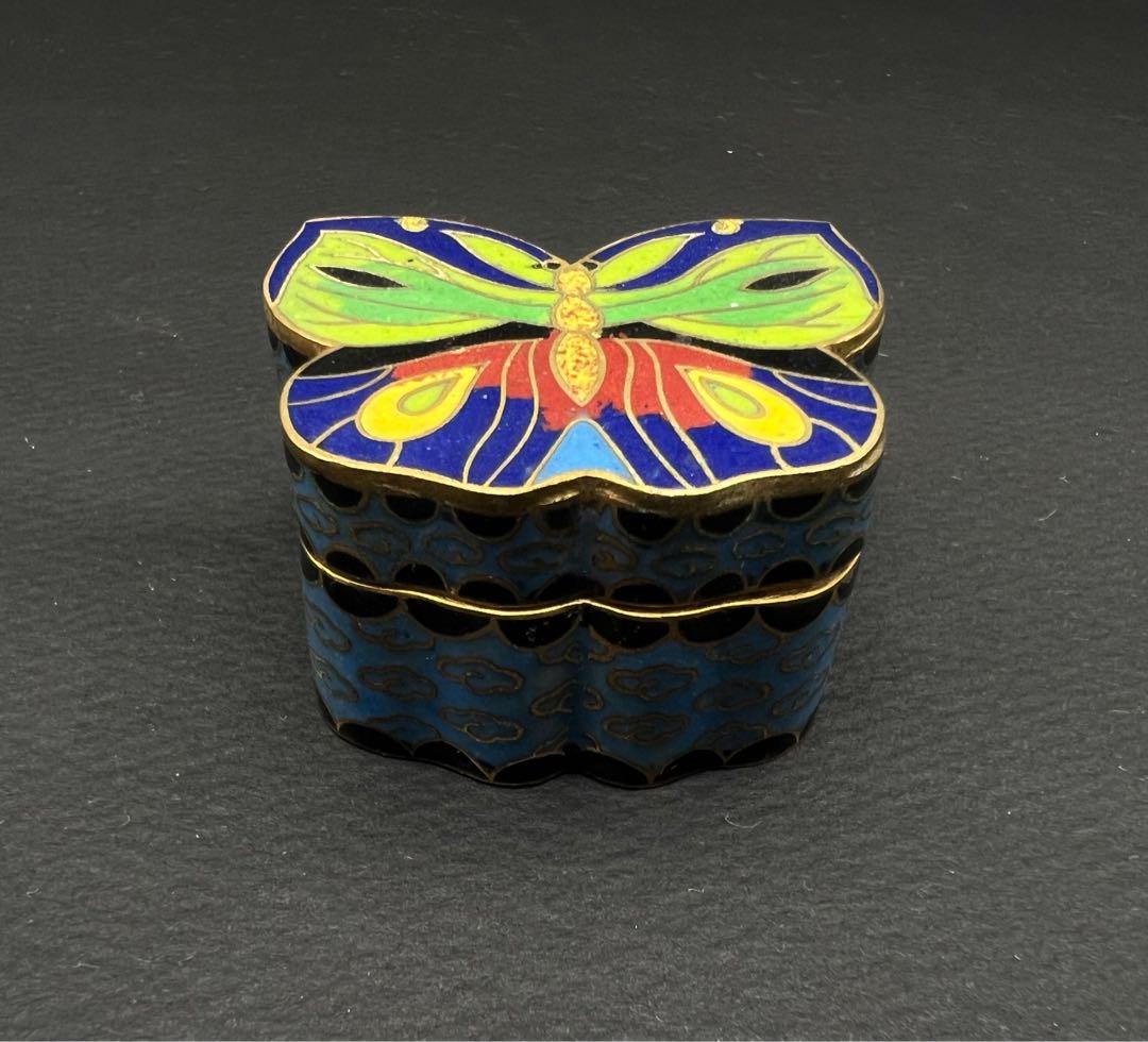 中國美術 古玩 景泰蓝 七宝焼 蝶々香合 香道具