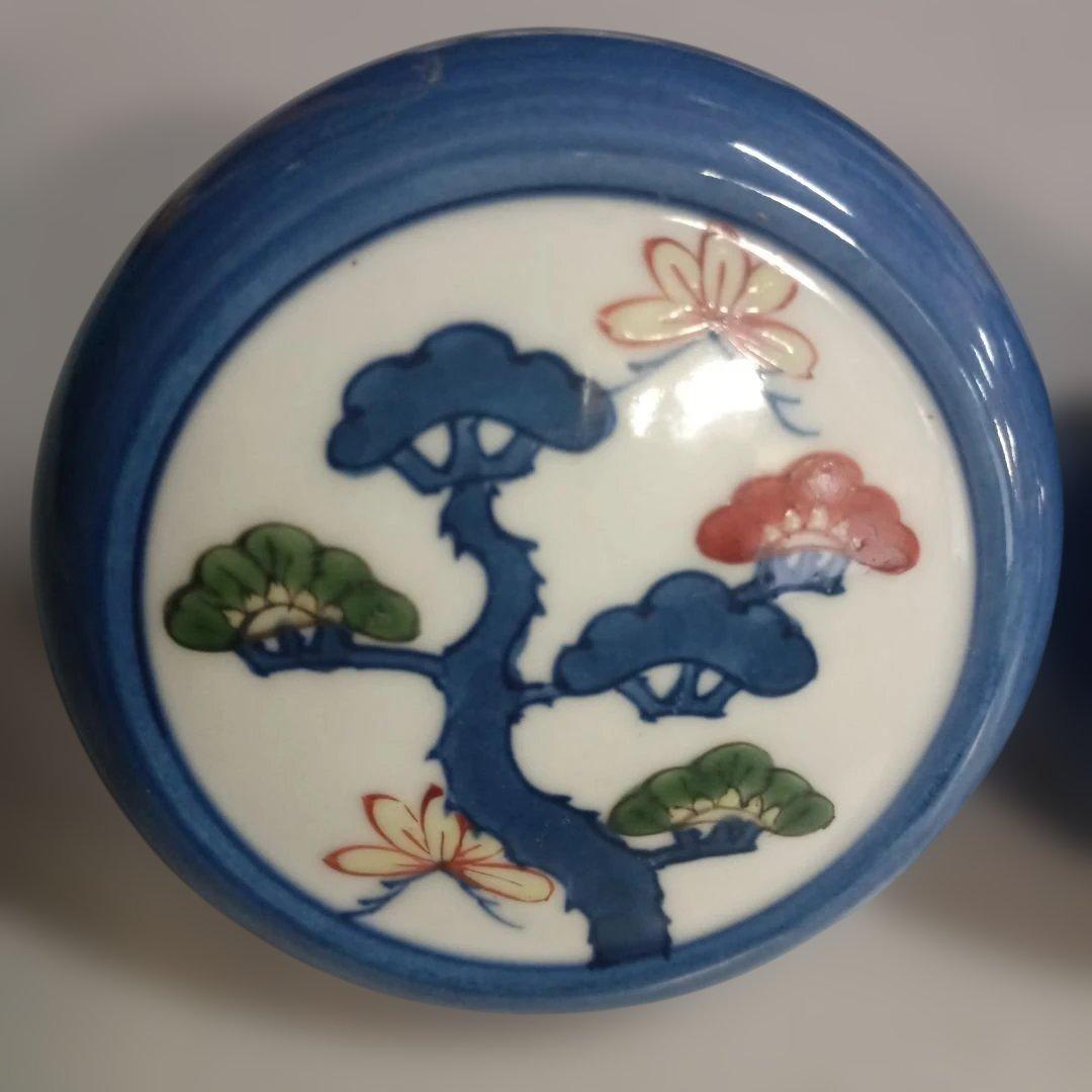 6074）源右衛門　松竹梅　陶器 陶製取手 ドアノブ コート掛け　有田焼 色絵