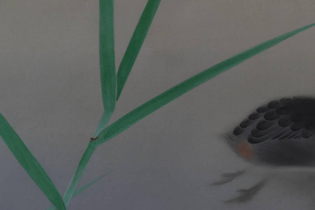 【真作】梅村素渓/池畔図/芦に水禽図/横物/水鳥図/掛軸/名家伝来/AA-270