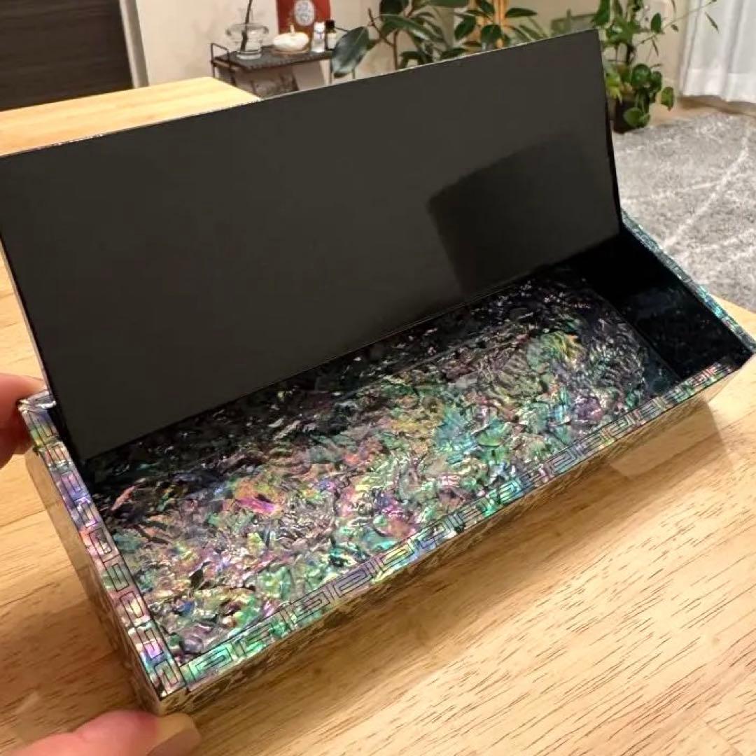【芸術品★新品未使用】螺鈿 韓国螺鈿 長箱 アクセサリーケース 小物入れ