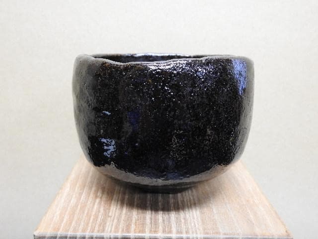 直木友次良　黒楽茶碗　共箱　MA269