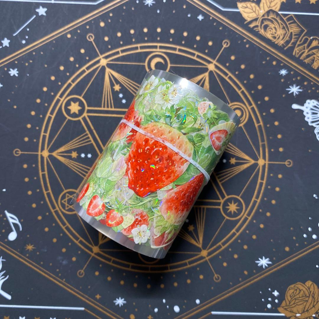 【9243】海外　マステ　中古巻　貝殻光マスキングテープ　苺　果物　お花　装飾系