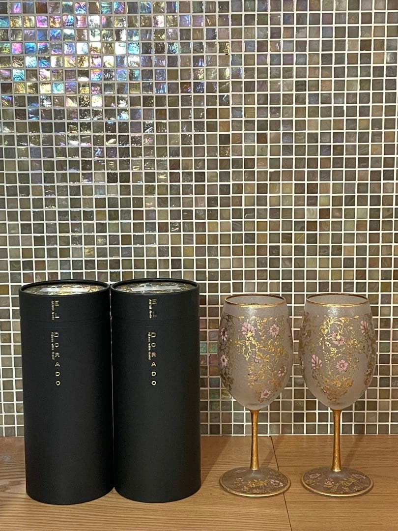 新品　石塚硝子　エルドラード　アラベスクゴールド　ワイングラス　ペア