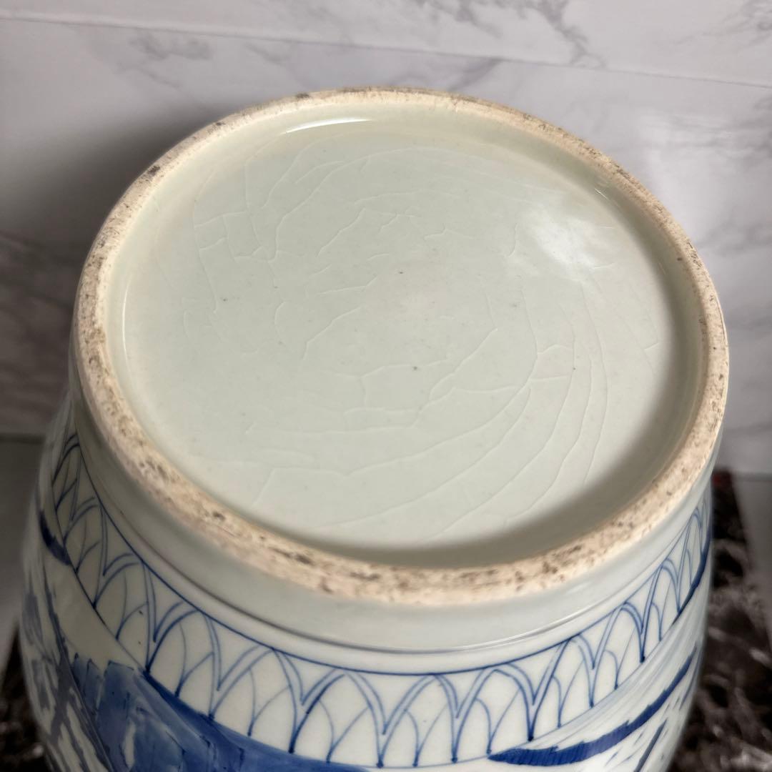 沈香壺、藍柿右衛門、染め付け、牡丹鳳凰図、