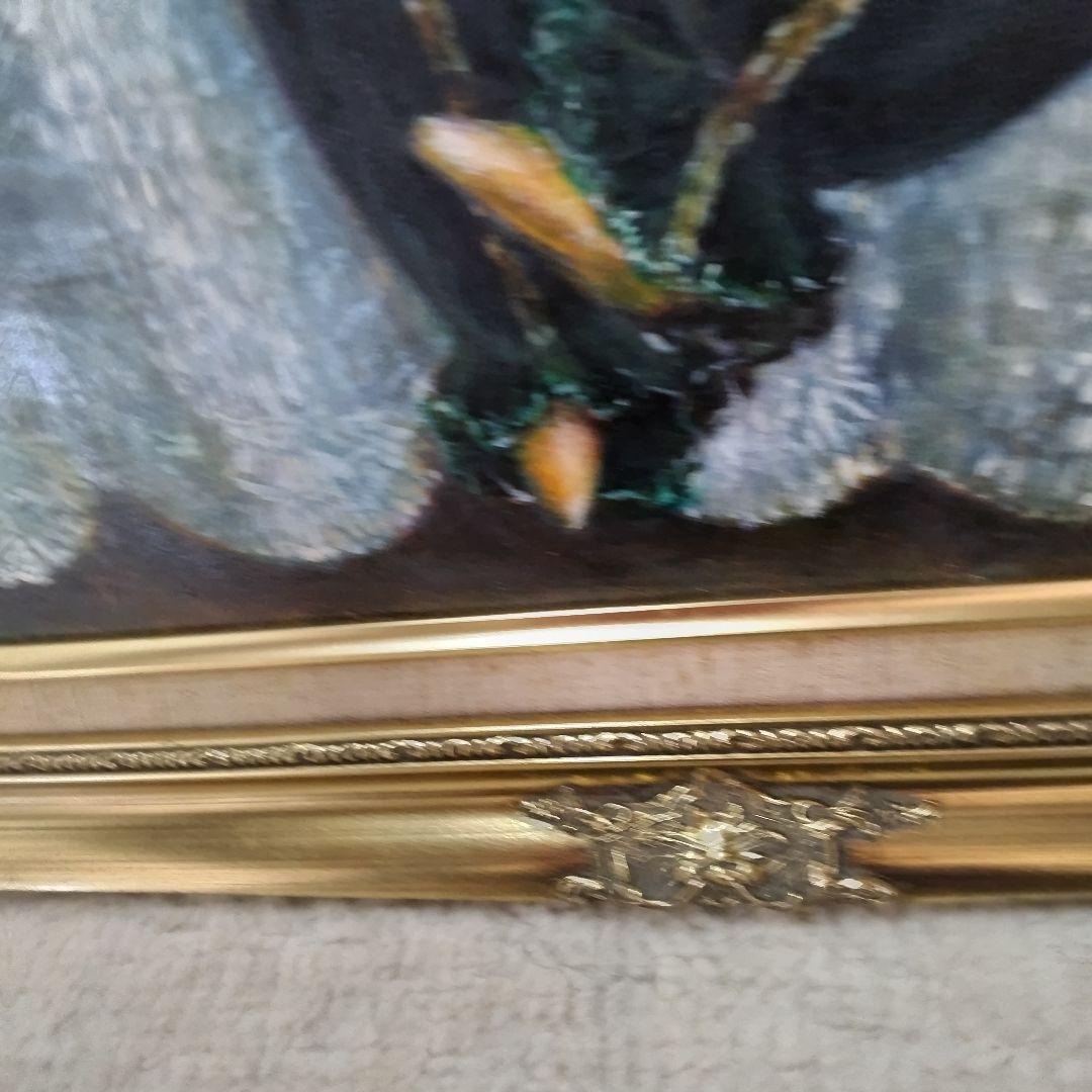 レースの上の静物画 アジサイとピエロ。油絵F30号ゴールド額縁付き処分品