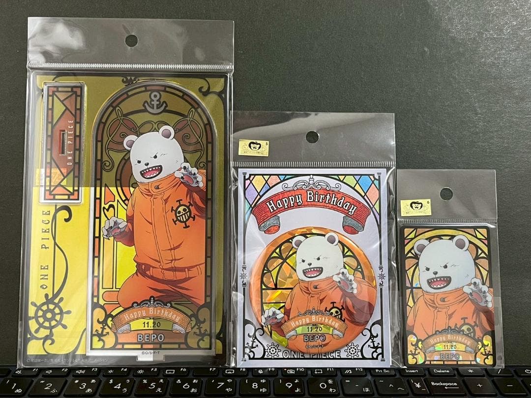 「ワンピース」べポ　バースデ缶バッジ、アクリルスタンド、ホログラムプレート