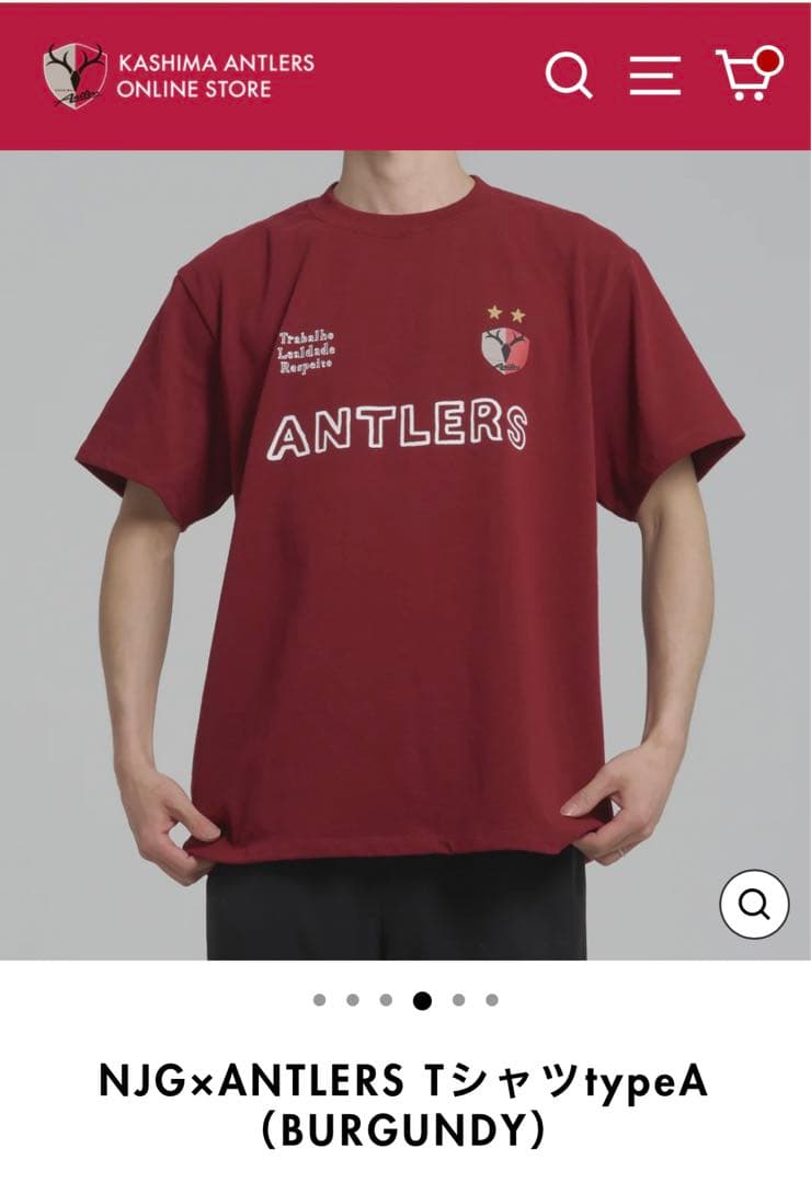 【完売品】NJG×ANTLERS Tシャツ（BURGUNDY）サイズ:LL 鹿島