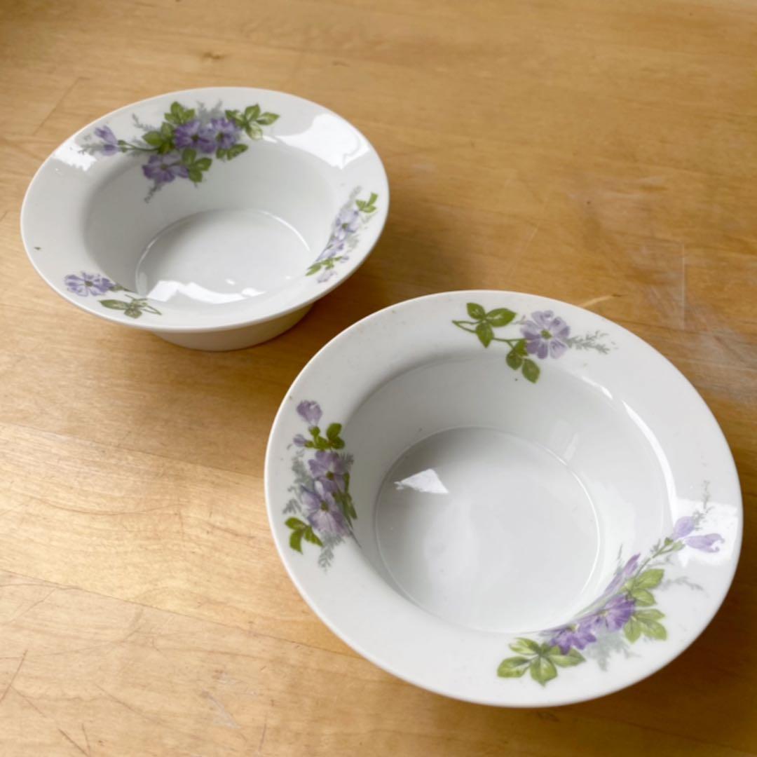 レア　RC オールドノリタケ　カスタードカップ　2客　小皿　スミレ　デザート