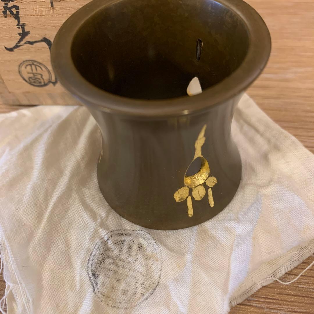 15代 大西清右衛門造(浄心)裏千家15代目沈金形立鹤蓋置　千家十職「釜師」97