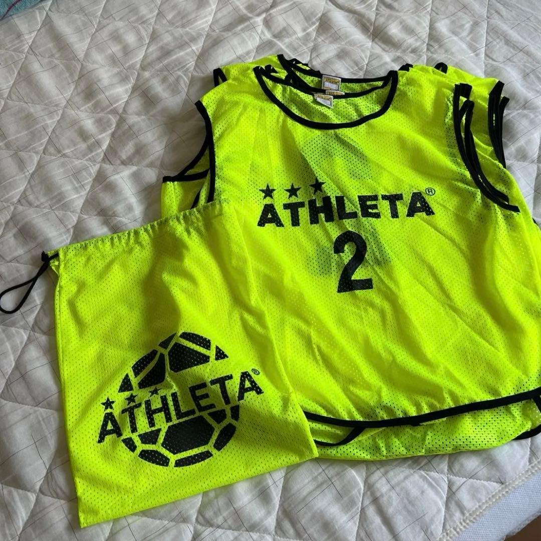 ATHLETA ビブス 10枚セット 蛍光イエロー 巾着付き