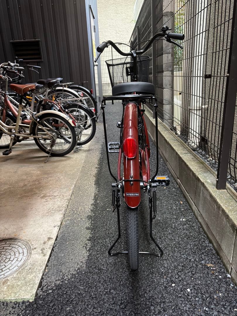 【新品同様】シティサイクル バスケット付きバーガンディ色【引き取り限定】名古屋市