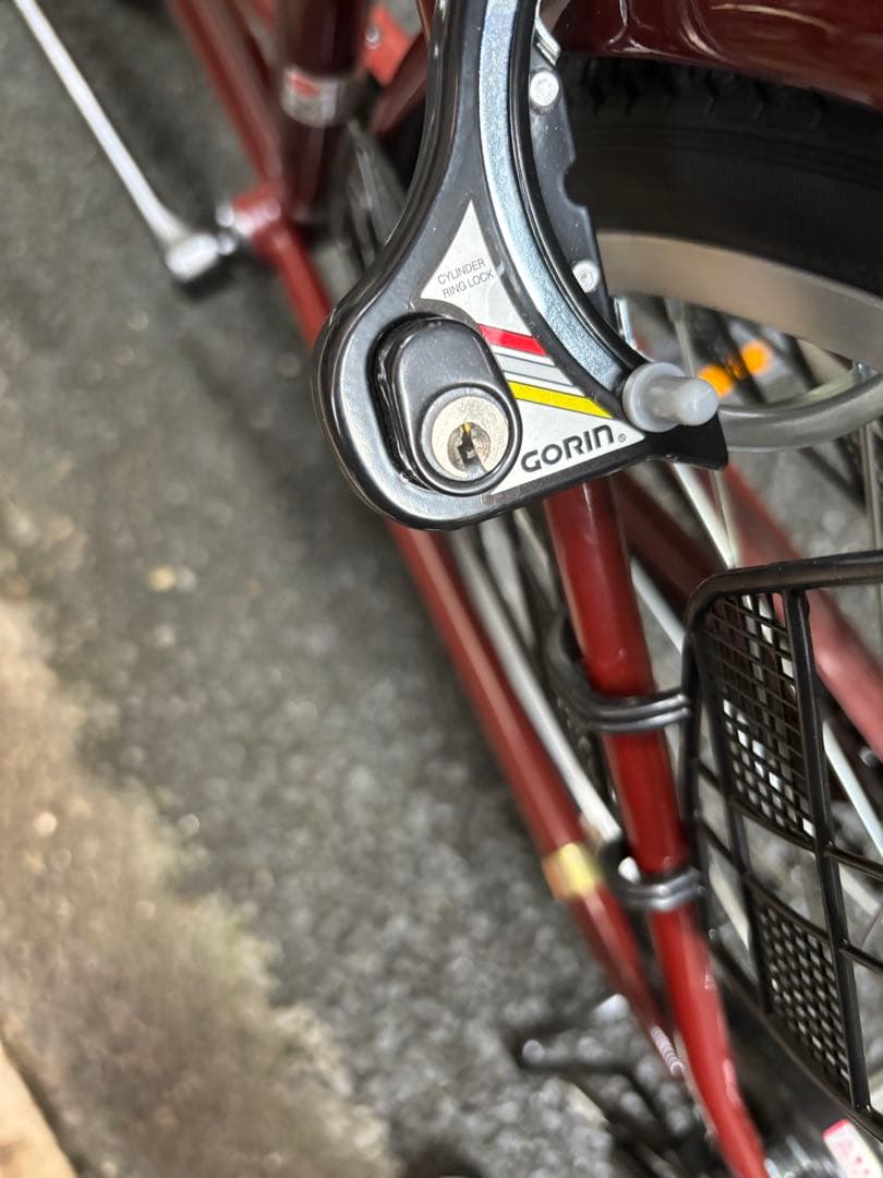 【新品同様】シティサイクル バスケット付きバーガンディ色【引き取り限定】名古屋市
