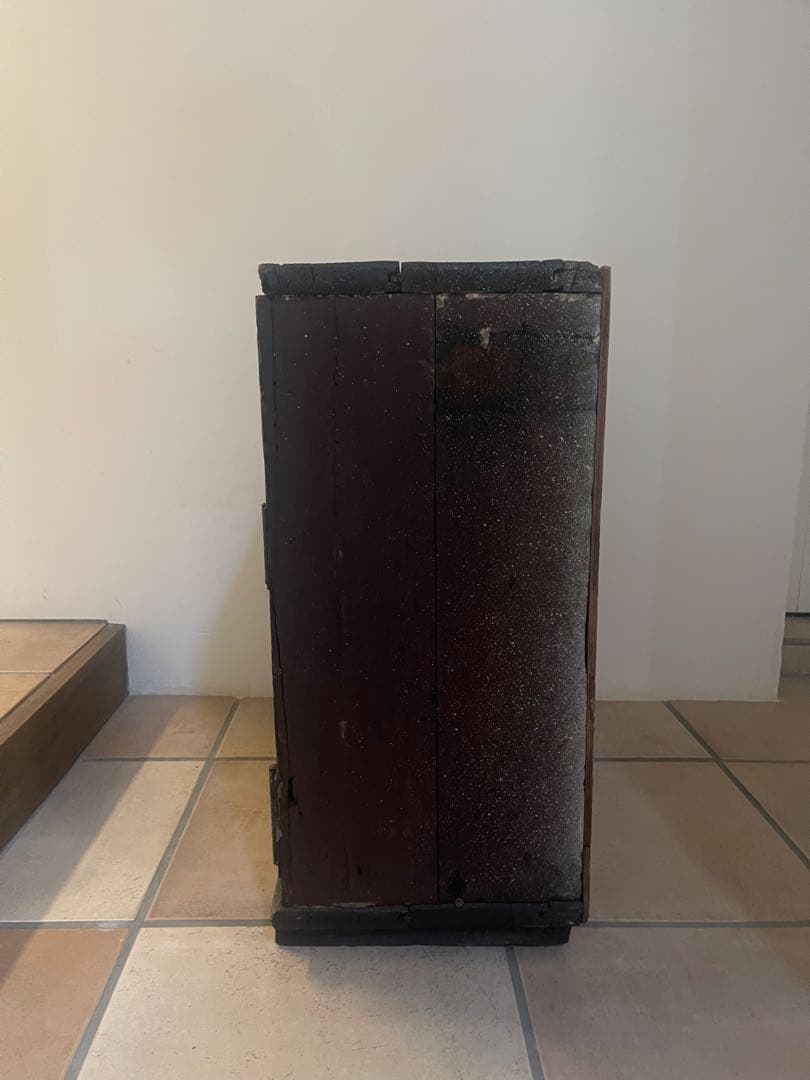 ヴィンテージ 木製本棚・収納キャビネット ペイント剥離・手書き文字あり｜工業系