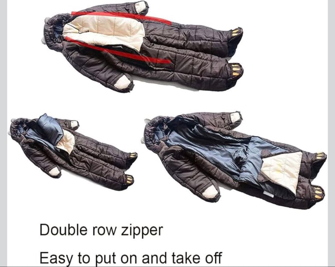 【歩ける寝袋】人型シュラフ L 熊 着る寝袋 防寒 撥水 車中泊 防災 極暖