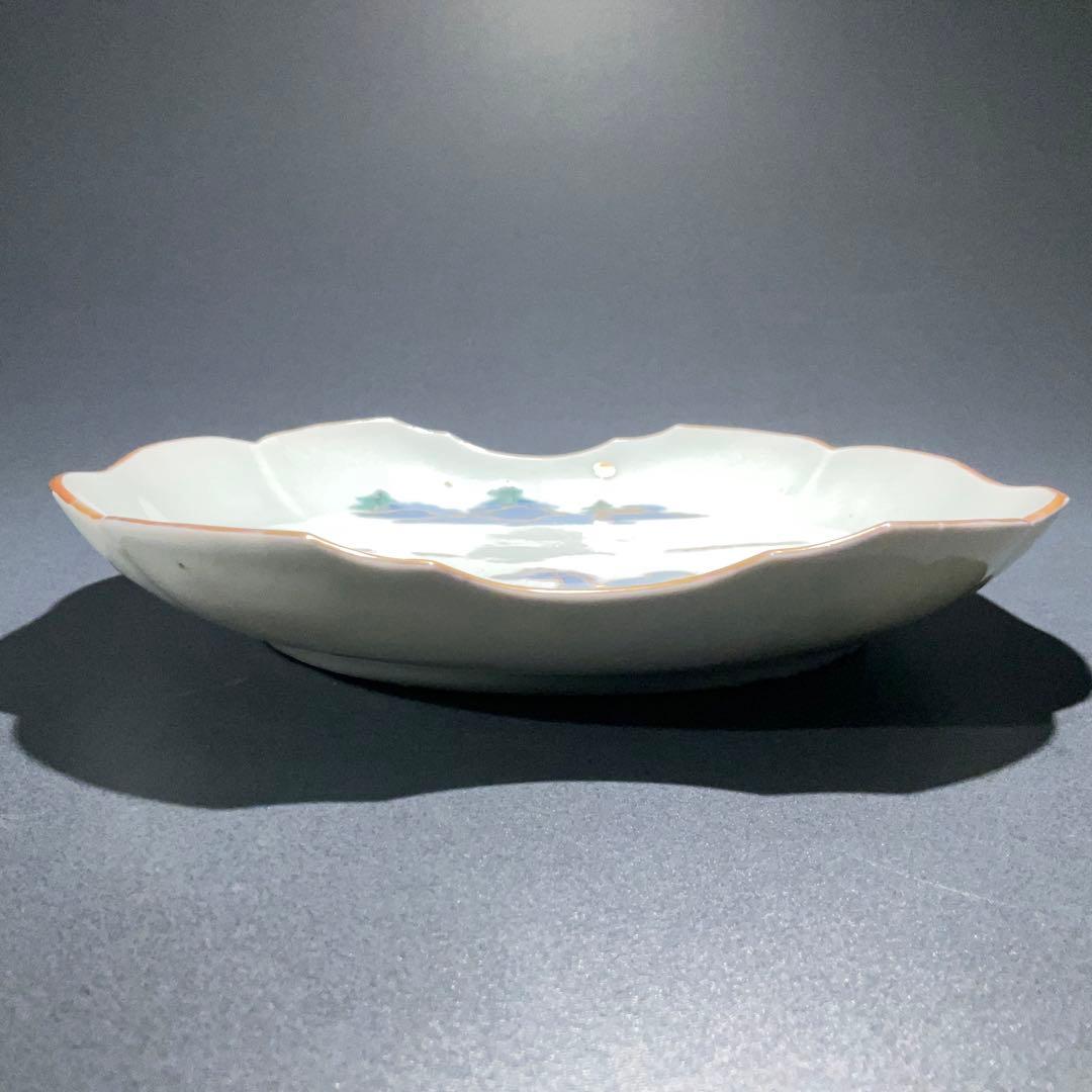 伊万里金襴手馬図変形皿　江戸　古伊万里　金直し　R0917w2ダH