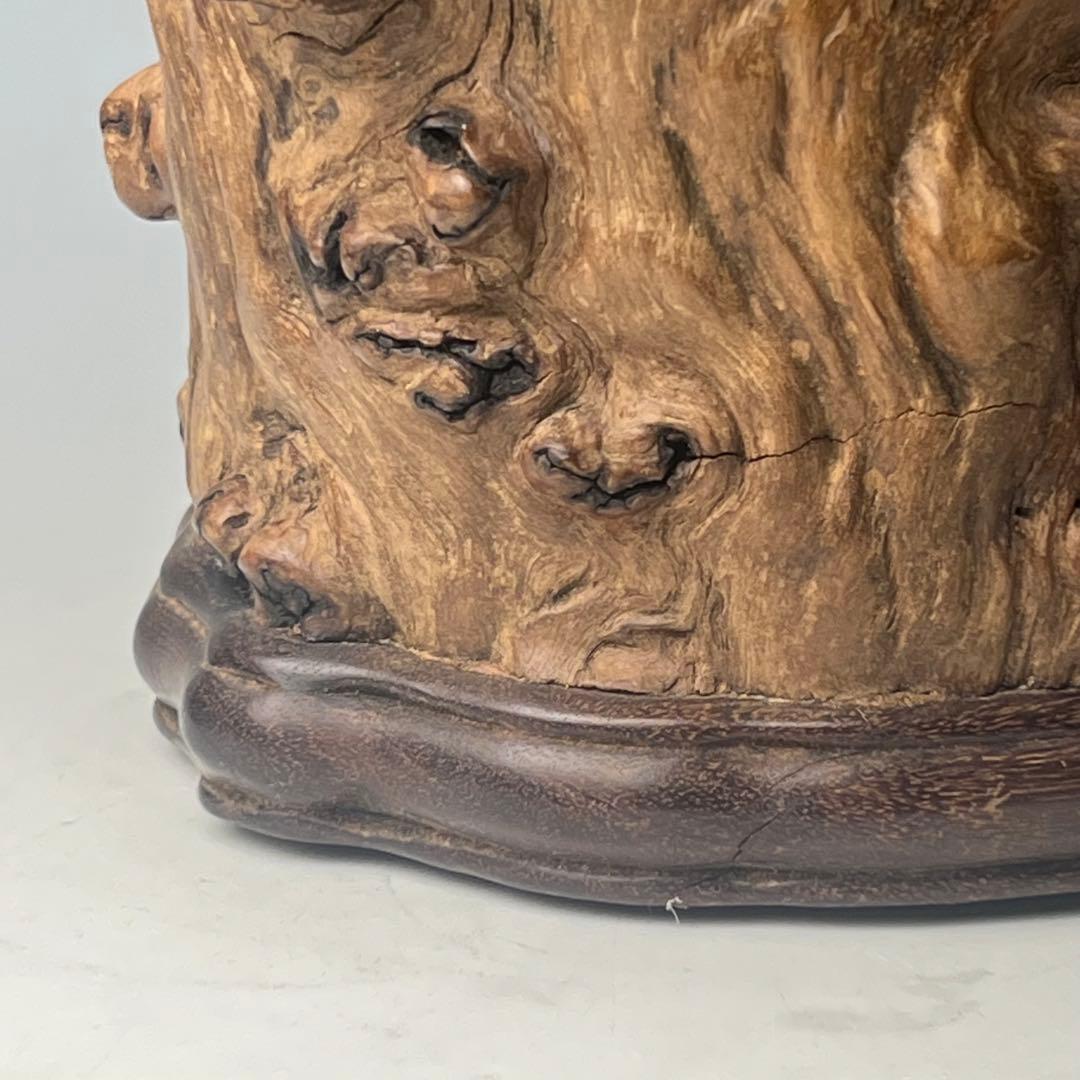 自然木の質感が魅力で優美な逸品 唐物 玉杢筆筒 文房四宝 中国美術 古玩