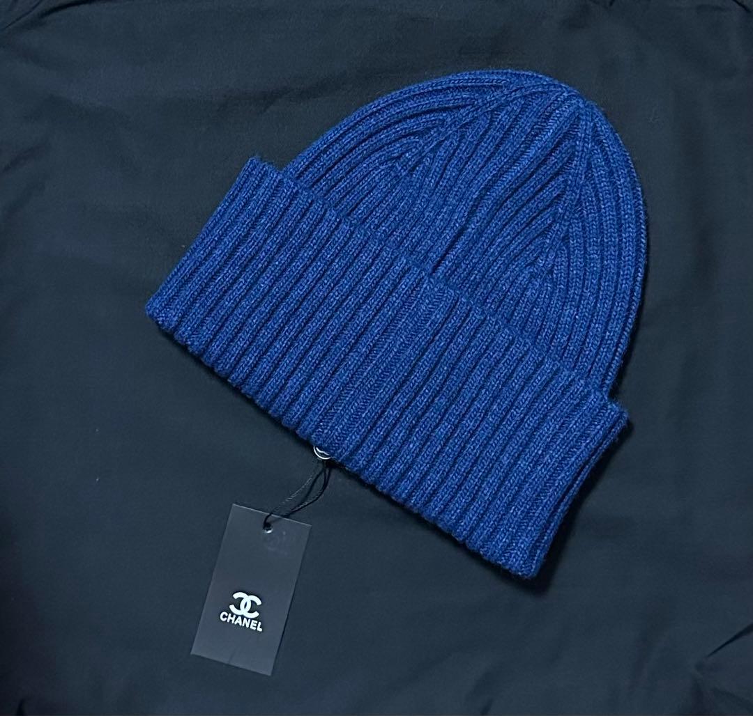 CHANEL ビーニー ネイビーニット帽新品